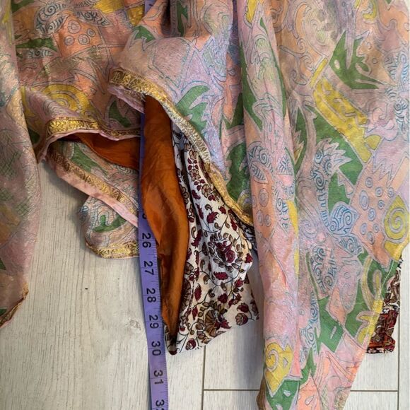 Vintage silk midi skirt asymmetrical hem - Picture 9 of 10